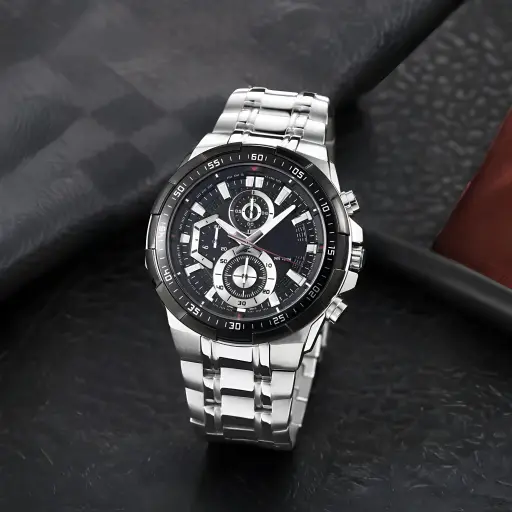 SILVER PLATED ROUND DIAL MAN WATCH